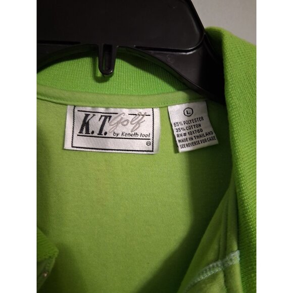 K.T. Golf Keneth Tool Green Top Zipper Size L Golfers Sleeveless - Picture 4 of 7